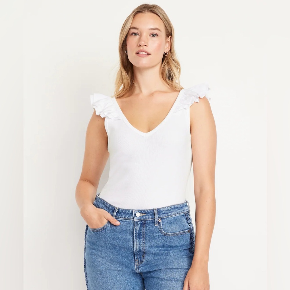 Old Navy White Ruffle Sleeve Bodysuit